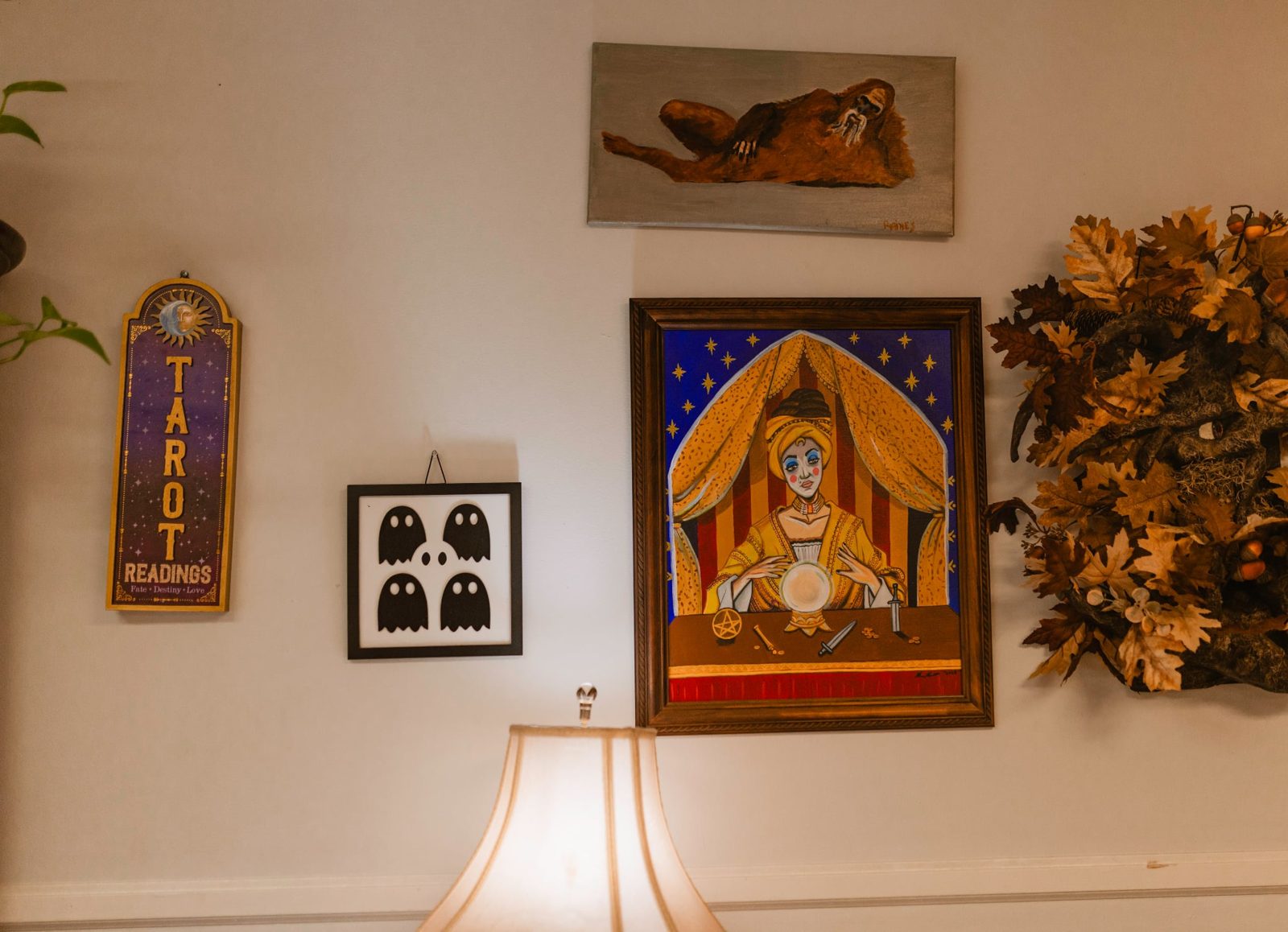 Tarot and altar art in the reading corner